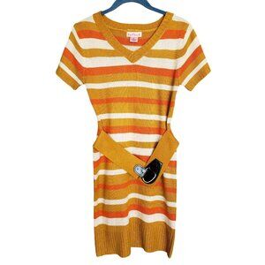 Pink Angel Girls Sweater Dress 14 Striped Belted Short Sleeve Casual Dress NWT